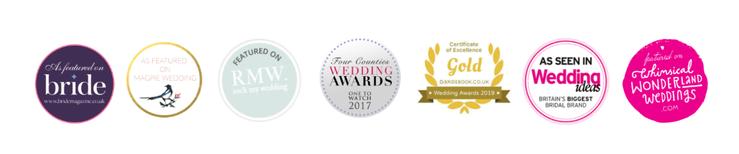 badges of awards and fearured in publication of Jenny Buckland makeup artist