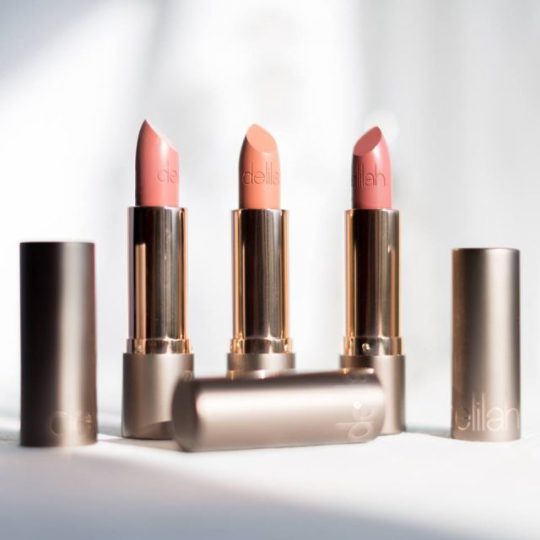 A display of natural shades of lipstick.